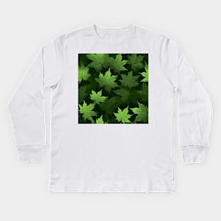 Green Leaves Pattern 18 Kids Long Sleeve T-Shirt